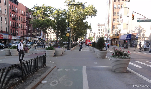 Bicycling on Forsyth Street in New York City