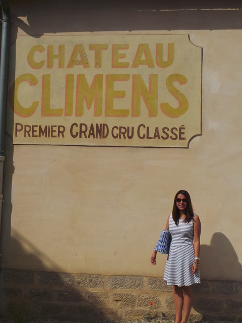 Yen at the entrance of Chateau Climens Bordeaux June 9 2014