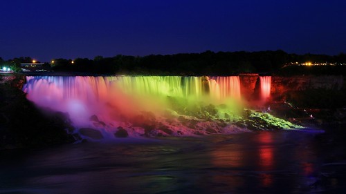 blue light fall water colors up night waterfall rainbow long exposure colours veil view dusk side canadian niagra falls american waterfalls hour lit bridal viewing nite