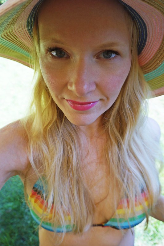 rainbow hat and bikini