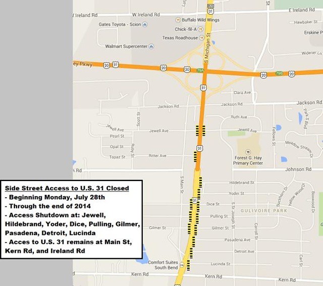US 31 South Side South Bend Restrictions