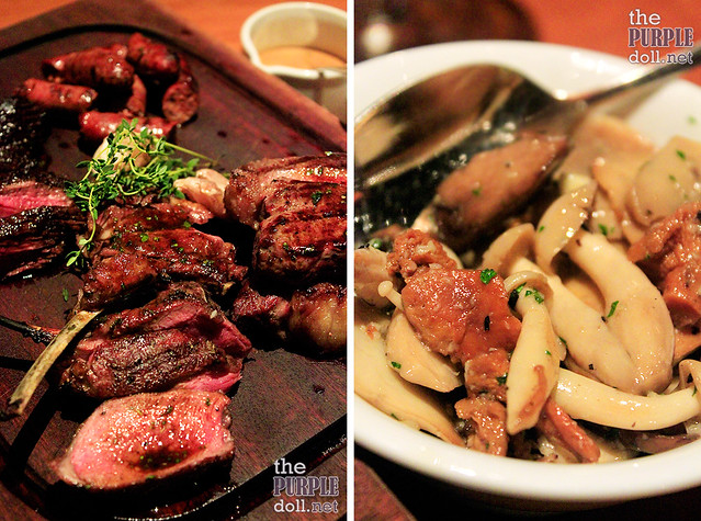 Charcoal-Grilled Mixed Meat and Sauteed Mixed Mushrooms