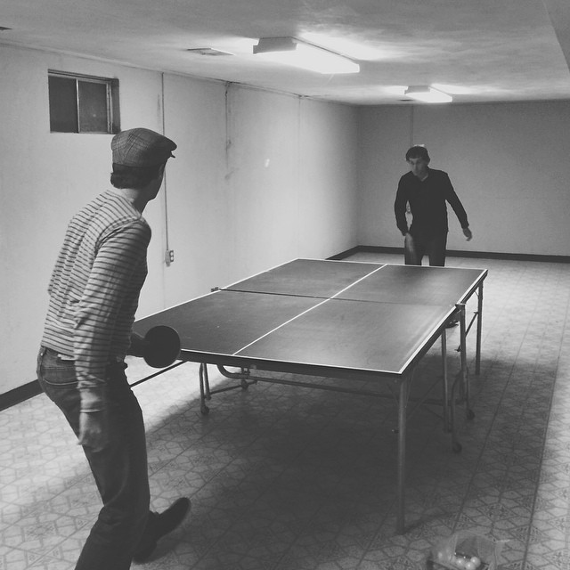 Stopped by the house I grew up in one last time before it gets sold. Of course this called some netless table tennis with two friends I've had for over twenty years. I've spent many hours in this basement with these two friends. Goodbye, house. I'll proba