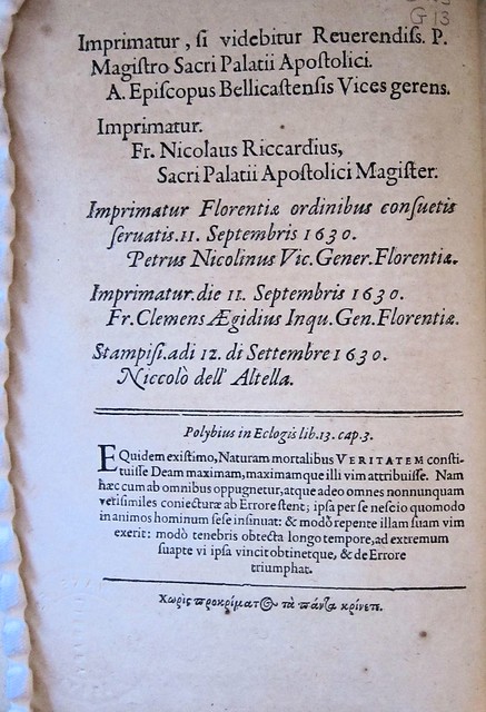 Galileo 1635 title page verso