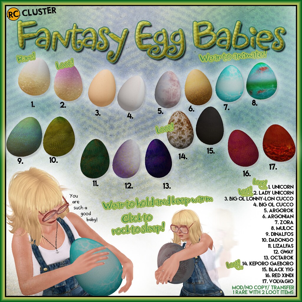 -RC- Cluster Fantasy Egg Babies at Lootbox - SecondLifeHub.com