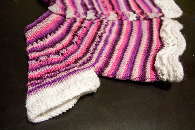 Pretty Purple Baby Cardigan: sleeve detail