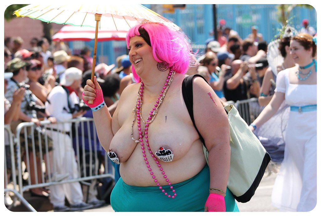 coney island mermaid parade 2014 topless lady
