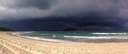 storm beach water clouds bay surf nsw fingal