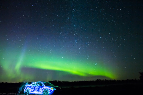 Light Painting in The Northern Lights