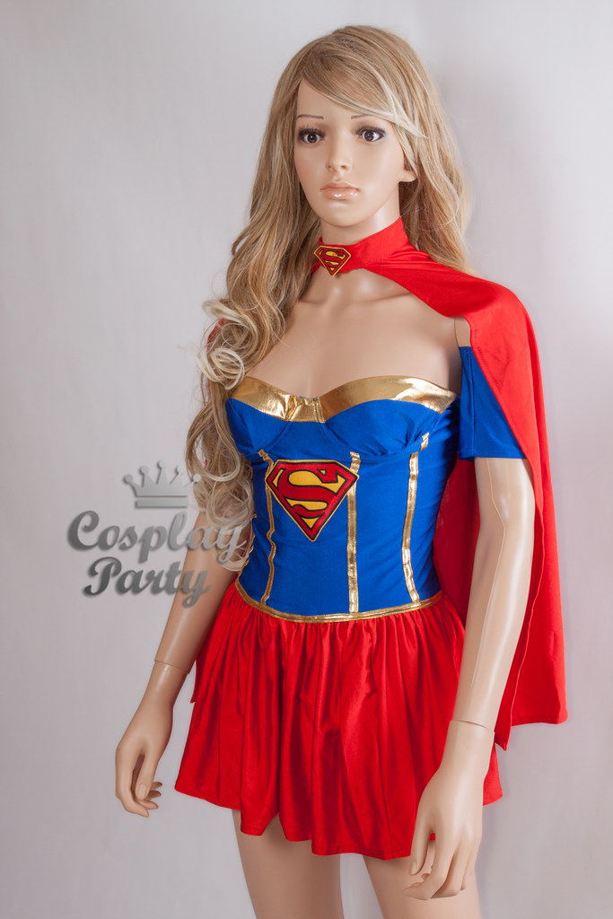 Sexy Super Woman Supergirl Superwoman Dress w/Cape Costume 4 Cosplay ...