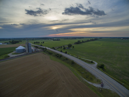 sunset ohio summer horse clouds rural train farm wheat elevator grain