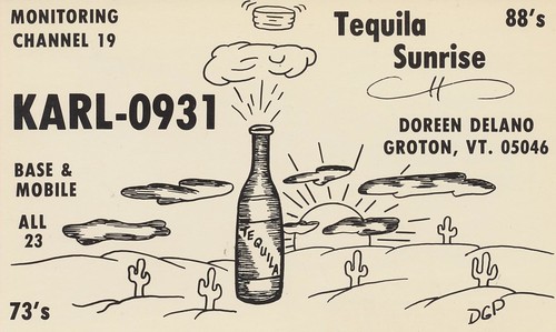 sunrise vintage vermont desert tequila alcohol qsl cb groton cbradio qslcard