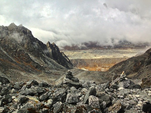 Looking towards the Khumbu Glacier and Lobuche from the top of Kongma La Pass