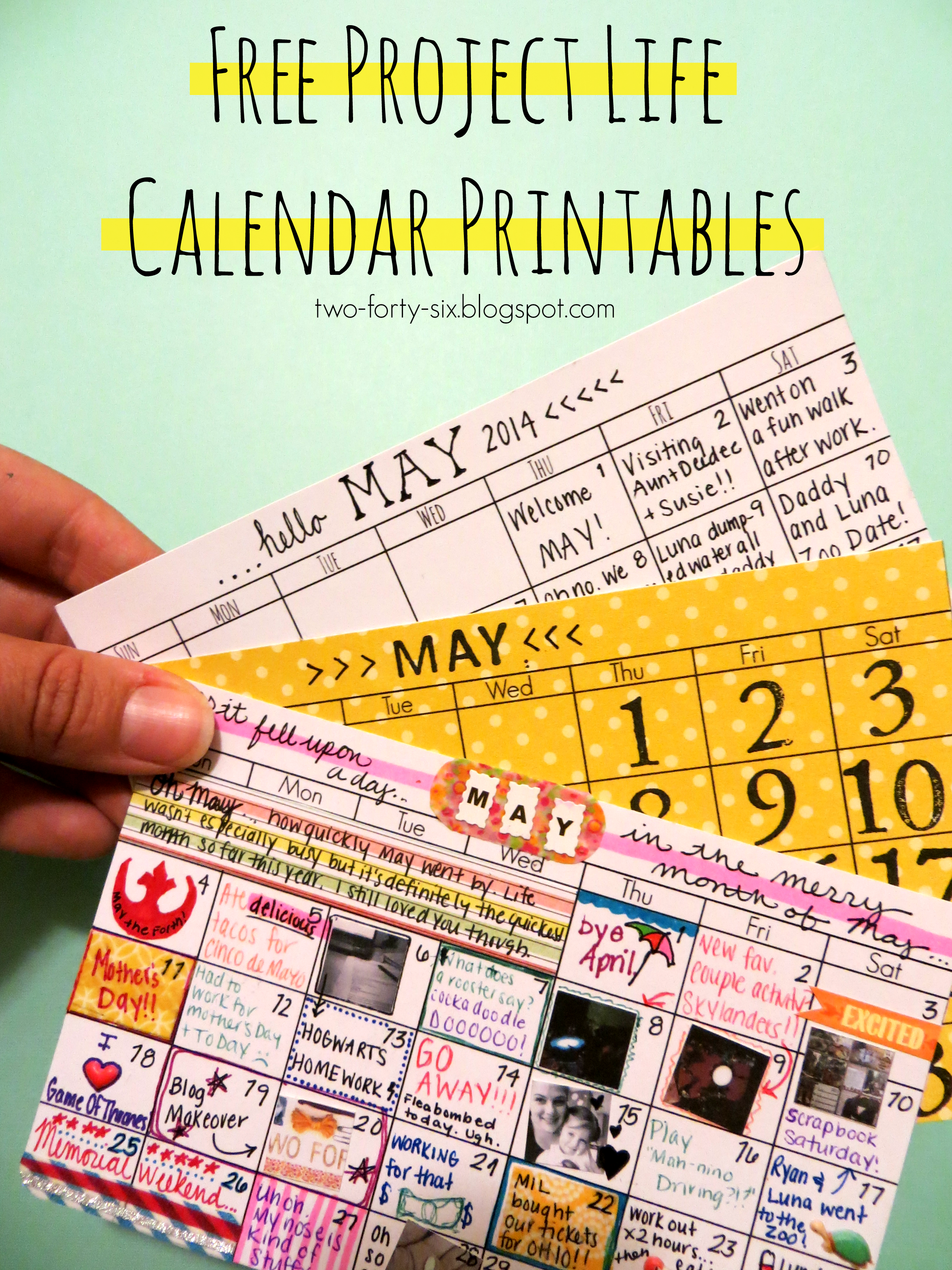 Project Life Calendar Printables