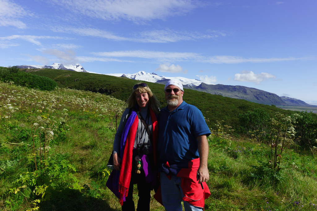 Cynthia and Me hiking up to Svartifoss Waterfall
