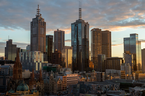 skyline architecture skyscraper sunrise dawn cityscape australia melbourne