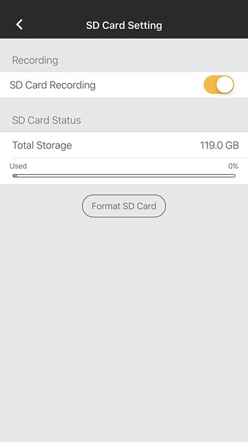 Omna iOS App - SD Card Settings