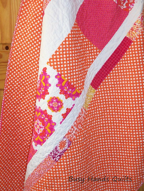 Hello Sunshine - Orange and Pink Strip Quilt