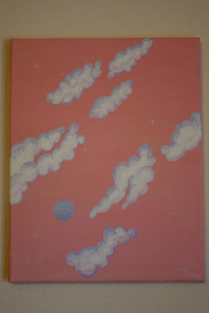 Pink Sky wtih Cartoon Clouds