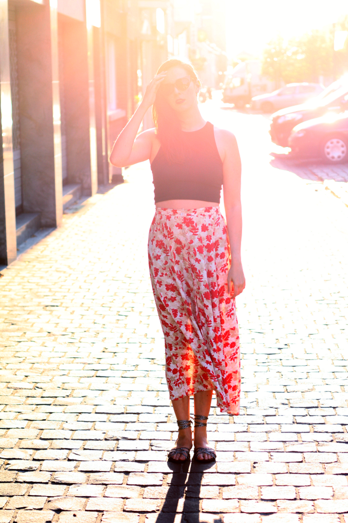 Wearable Vintage in Crop Top and Vintage Maxi Skirt
