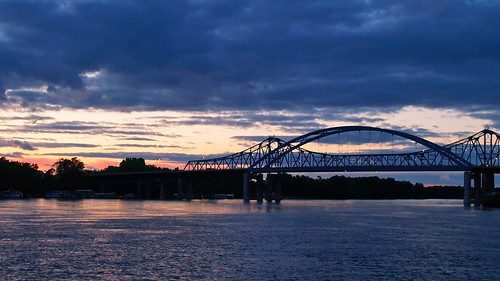 sunset clouds twilight dusk bridges