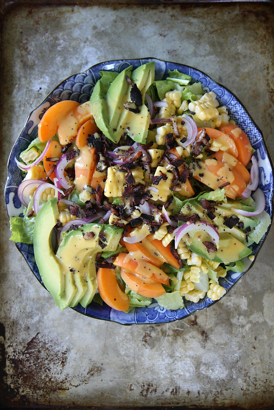 Summer Salad with Apricot Poppyseed Dressing and Bacon Crumbles