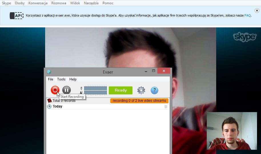 Nagrywanie rozmowy wideo na Skype