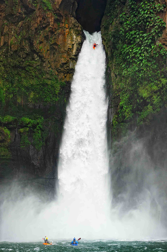 Red Bull Athlete Rafa Ortiz Runs the 128.6 foot tall Big Banana Waterfall in Vercruz Mexico.