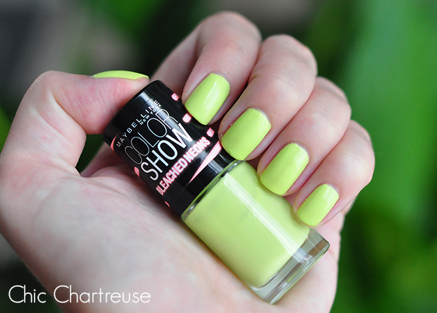 stylelab beauty blog Maybelline Color Show Bleached Neons nail polish Chic Chartreuse swatch