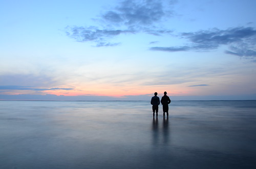 sunset sea people reflection beach water landscape coast sand long exposure norfolk harry wells howitt wellsnextthesea