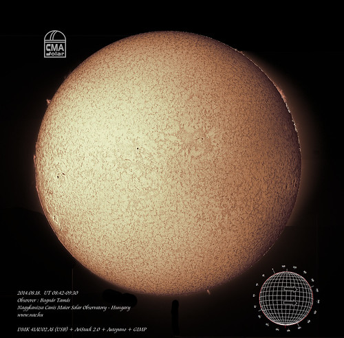 H-alpha full disk image of the Sun – 2014.08.18. - Bognár Tamás, Nagykanizsa