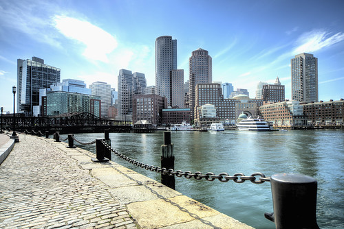 city boston skyline ma harbor cityscape waterfront massachusetts hdr
