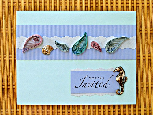Quilled sea-themed party invitation