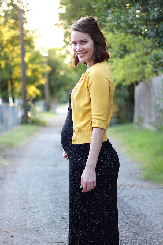 black-polka-dot-dress-yellow-sweater-5