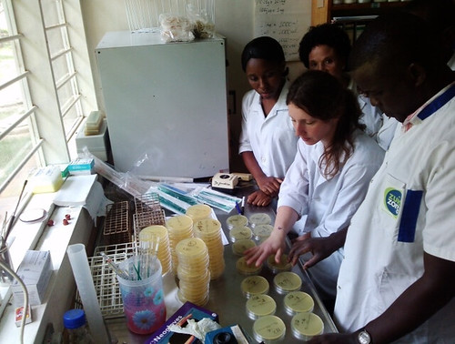 Alexandra Fetch leads a training session on laboratory assessment of milk
