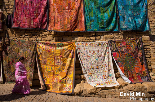 life travel urban india tourism carpet sandstone cityscape fort visit clothes sari jaisalmer rajahstan thegoldencity