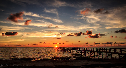 sunset sun seascape beach clouds pier florida crystalbeach