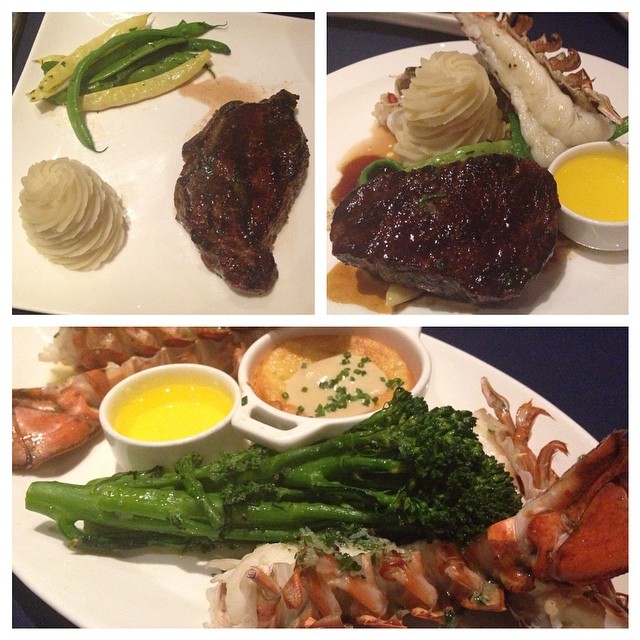 We were eating fillet #steak and #lobster for dinner. Not gonna lie, the deluxe #disneydining dining plan is awesome! #dinearounddisney2014 #day2 #tppb