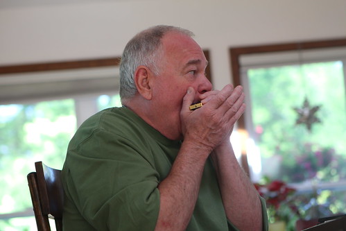 Uncle Dave Playing Harmonica