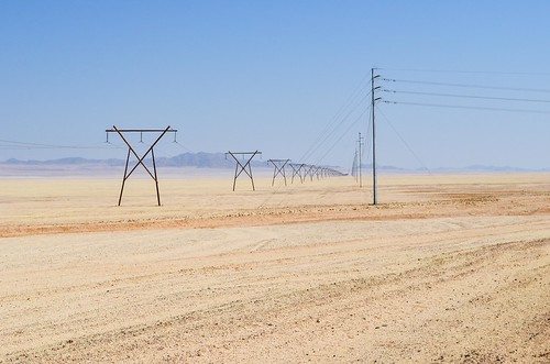 Electric poles in the desert (Lüderitz line)