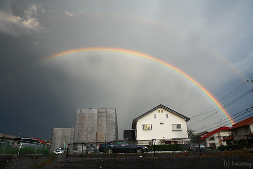 sunset sky japan rainbow fukuoka 夕日 空 夕焼け 福岡 虹 fukuma fukutsu 福間 福津