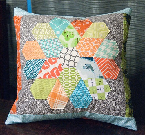 English Paper Pieced Flower Pillow