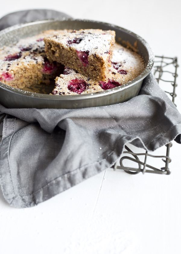 Raspberry & Cacao Nib Tea Cake | The Gluten Free Scallywag