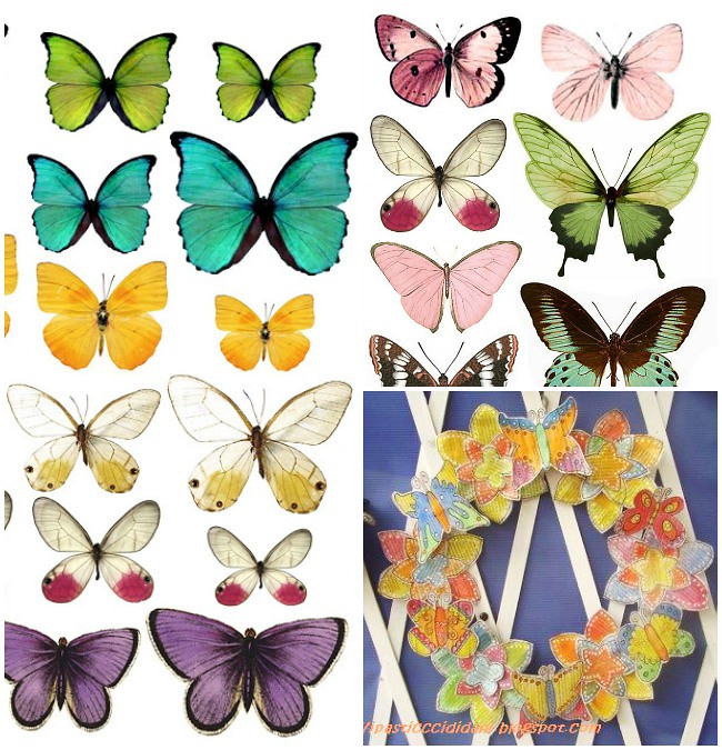 butterfly printable, farfalle, coroncina di carta Collage