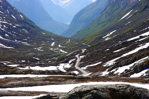 road mountains norway landscape view norwegian valley gamle hjelledalen strynefjellsvegen