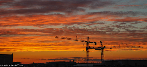 sunset summer orange sun clouds dc washington crane