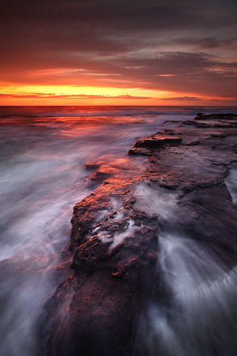 ocean morning seascape water clouds sunrise flow dawn rocks australia nsw newsouthwales cascade narrabeen