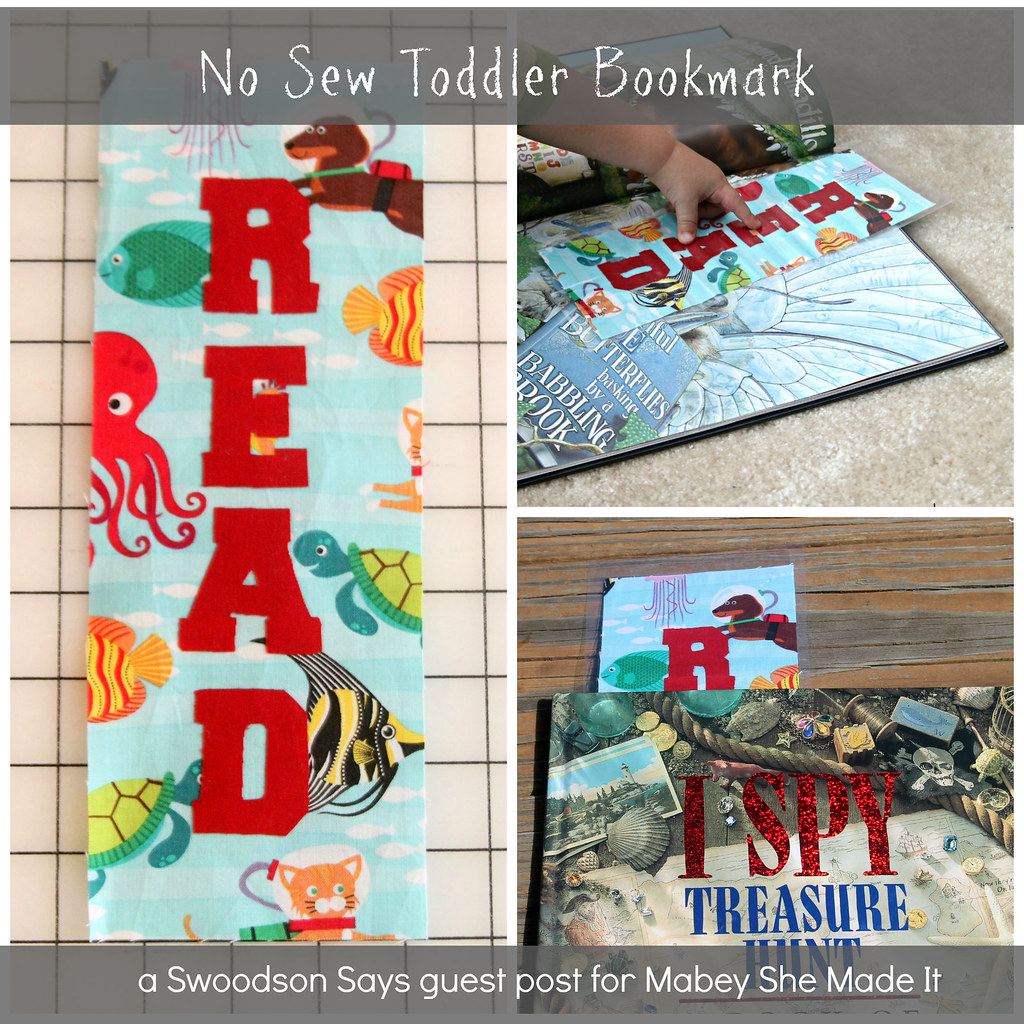 No Sew Toddler Bookmark S Woodson Says | Mabey She Made It | #reading #nosew #bookmark