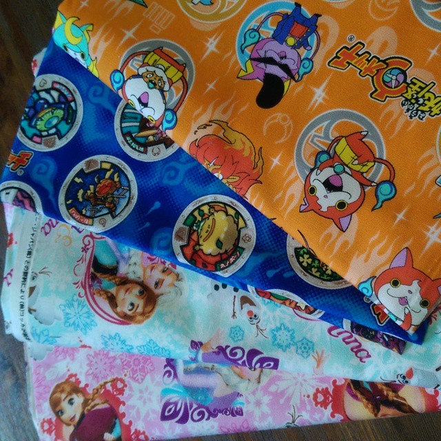 I love fabric deliveries from my #tokyobff her kids need new kindy bags and some frozen fabric for my chloe