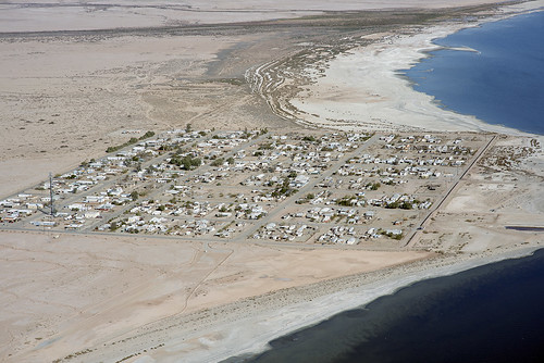 Aerial view of Bombay Beach and the Salton Sea, Imperial County, California